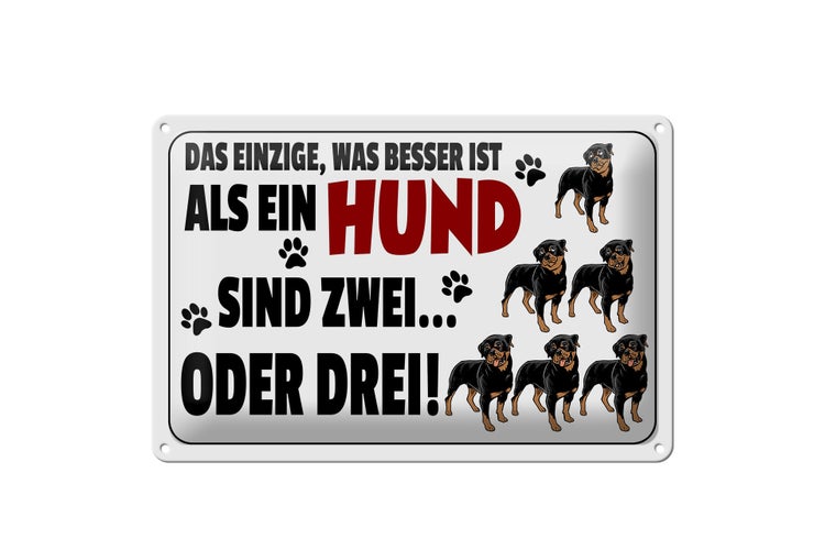 Blechschild Spruch 30x20cm Was besser ist als ein Hund zwei