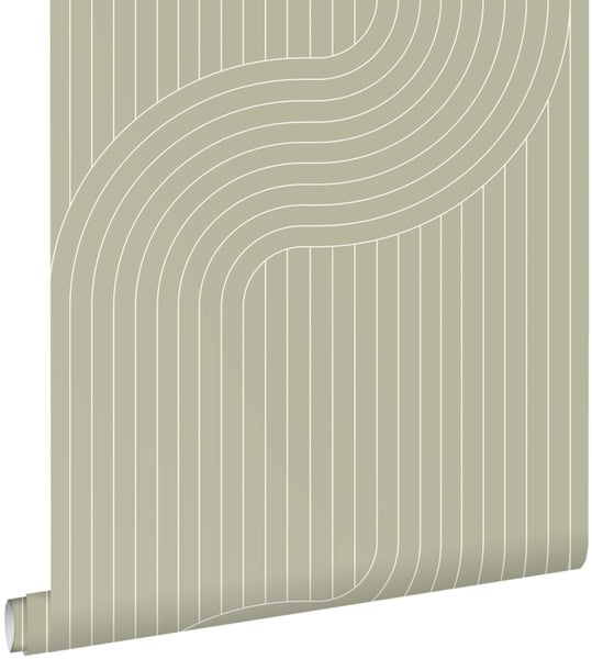 ESTAhome Tapete grafische Linien Salbeigrün - 50 x 900 cm - 139926