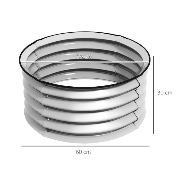 Zwei bepflanzte, gewellte Hochbeete aus Metall mit rosa Blumen