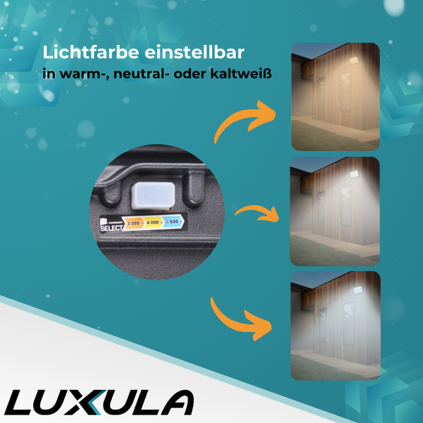 LUXULA 2er-Set LED-Strahler CCT LED Fluter Flutlichtstrahler Kaltweiß bis Warmweiß Außenstrahler 200W 20000lm IP65