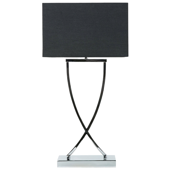 Tischleuchte mit rechteckigem Lampenschirm und Metallfuß