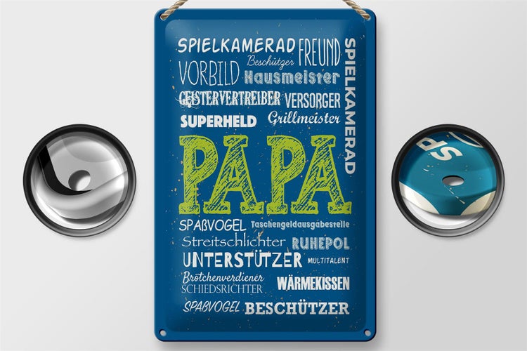 Blechschild Spruch 20x30cm Papa Superheld Vorbild Beschützer