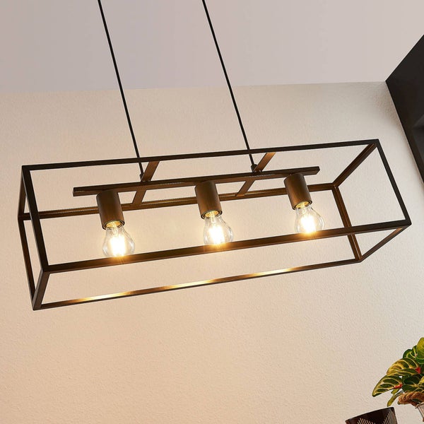Rechteckige Hängelampe mit drei Leuchten