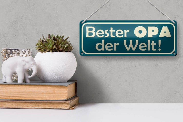 Blechschild Spruch 27x10cm Bester Opa der Welt Dekoration