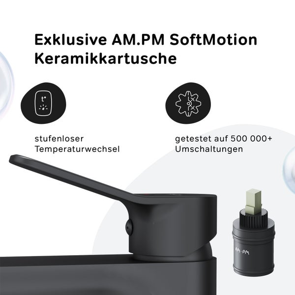 AM.PM Waschtischarmatur für Aufsatzwaschbecken mit Klick-Ablaufgarnitur FXA92222 X-Joy Schwarz matt