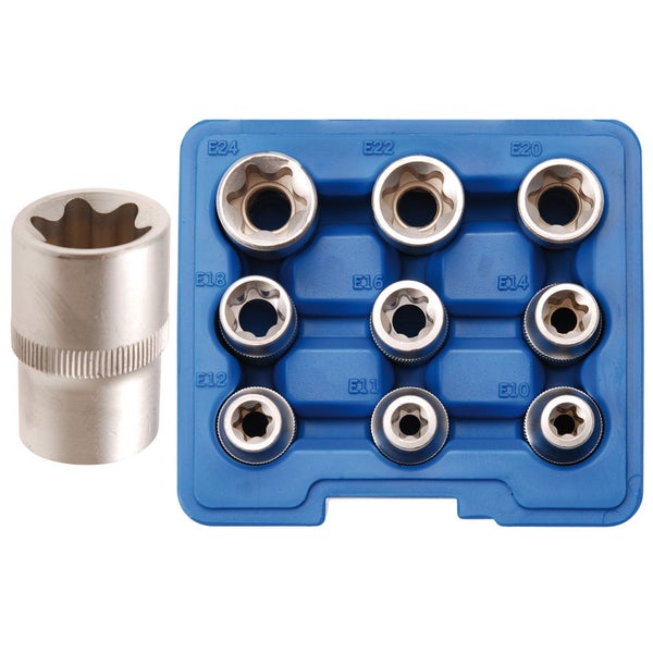 E-Profil Steckschlüssel Satz mit blauem Halter