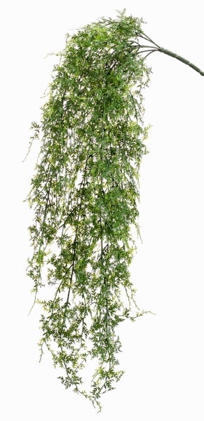 Künstliche Hängepflanze mit langen grünen Ranken und feinen Blättern.