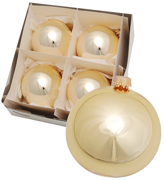 8cm Kugel Uni gold glänzend, 4 Stck., Weihnachtsbaumkugeln, Christbaumschmuck, Weihnachtsbaumanhänger