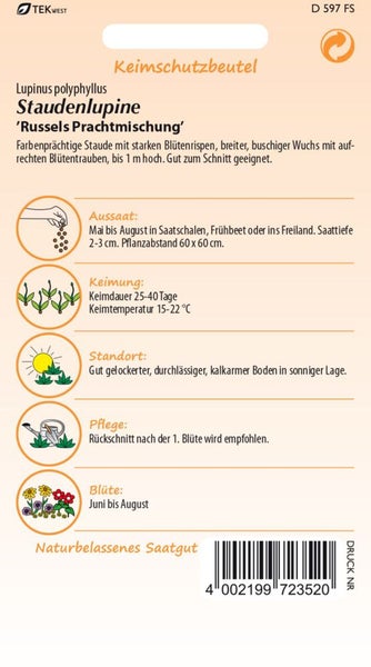 Verpackung Staudenlupine 'Russels Prachtmischung' Saatgut