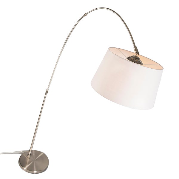 Stehleuchte mit gebogenem Arm und Stoffschirm