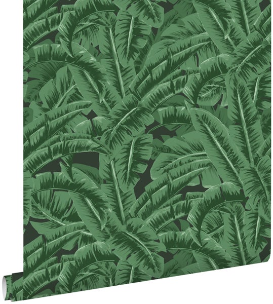 ESTAhome Tapete Bananenblätter Dunkelgrün und Schwarz - 0,53 x 10,05 m - 138985