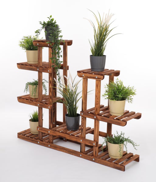 Blumenständer FLORANGE HxBxT 116x95x25cm 8 Ablagen Kieferholz Braun geflammt