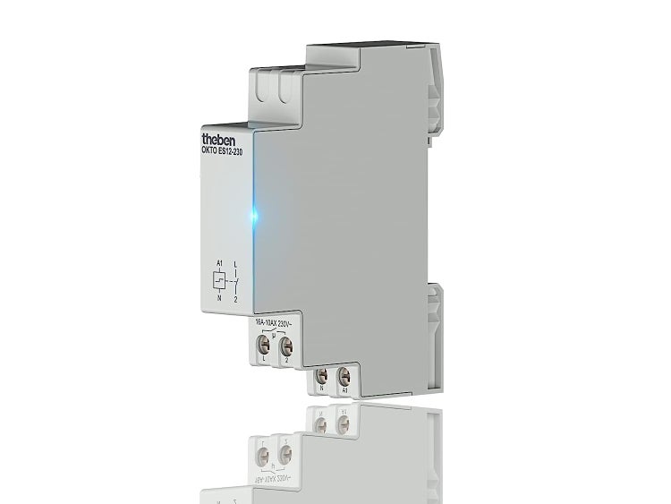 Theben 3120130 OKTO ES12-230 Stromstoßschalter I Stromstoßrelais I 230V I Elektronisch I DIN-Schiene I Hutschiene I 1 Schließer I LED BIS 600W I Lichtsteuerung