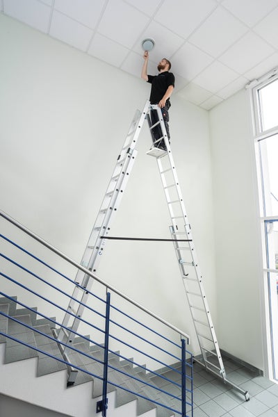 PROREGAL Sprossen-Stehleiter 4-Teilig mit Traverse 4 x 10 Sprossen