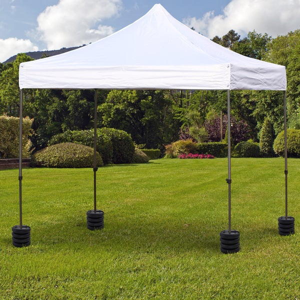 Outsunny 4 Stk. Pavillon Standfuß Gewicht Partyzelt Pavillongewicht befüllbar bis 5 kg HDPE-Kunststoff Schwarz Ø25 x 6 cm