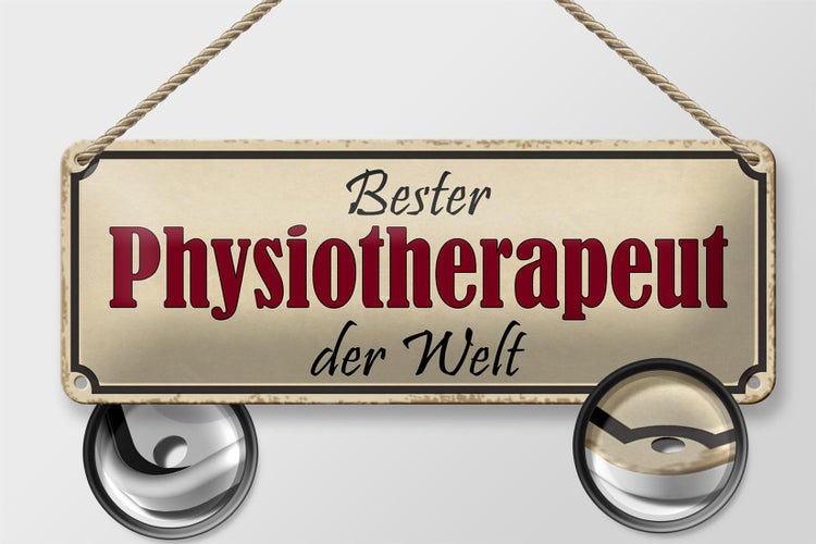 Blechschild Spruch 27x10cm bester Physiotherapeut der Welt Dekoration