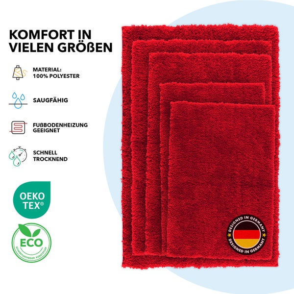 Mehrere rote Badteppiche aus Polyester in verschiedenen Größen