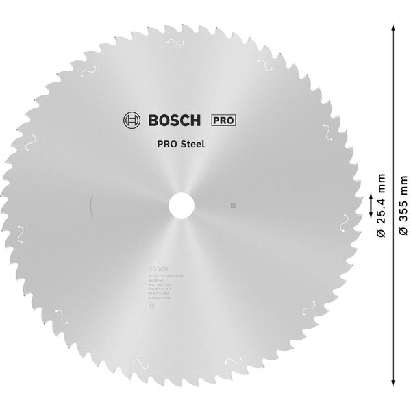Bosch Pro Stahlsägeblatt mit einem Durchmesser von 355 Millimeter und einer Bohrung von 25,4 Millimeter