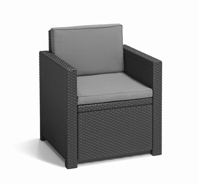 Allibert Victoria - Monaco Sessel Anthrazit Inkl. Kissen - Rattanoptik