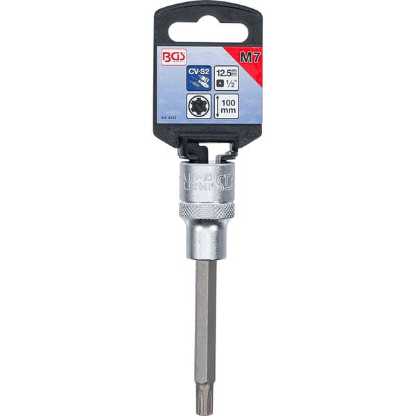 BGS Bit-Einsatz Länge 100 mm Antrieb Innenvierkant 12,5 mm (1/2) Keil-Profil (für RIBE) M7 - 4162