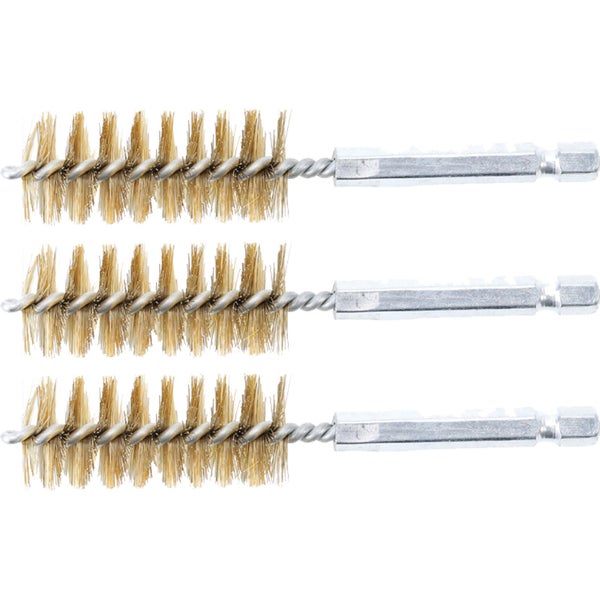 Drei Reinigungsbürsten mit Metallgriff