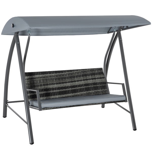 Outsunny Hollywoodschaukel, 3-Sitzer, mit Dach, 198 x 124 x 179 cm, Polyrattan+Metall, Grau
