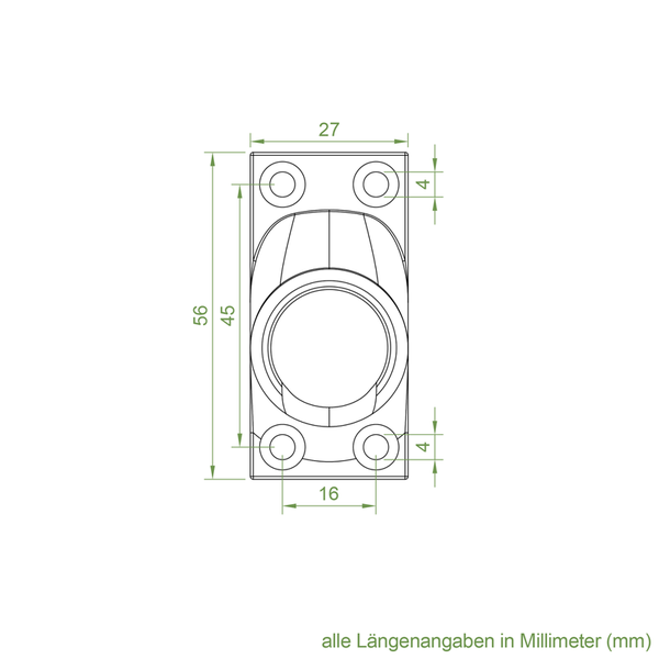 Technische Zeichnung eines Rohrverbinders mit Maßangaben in Millimetern