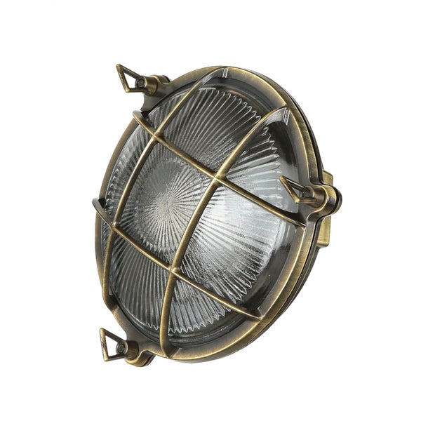 Runde Wandleuchte mit Schutzgitter und Glasabdeckung