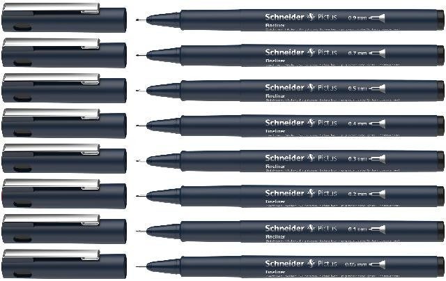 Schneider Fineliner Pictus Strichstärken 0,05 - 0,9 mm, 8er Set