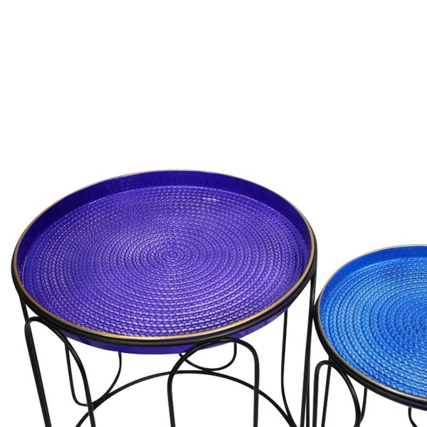 FRANK FLECHTWAREN | Beistelltisch Blue, 2er Set, Ø 31 x 40 cm, Ø 41 x 46 cm, METALL