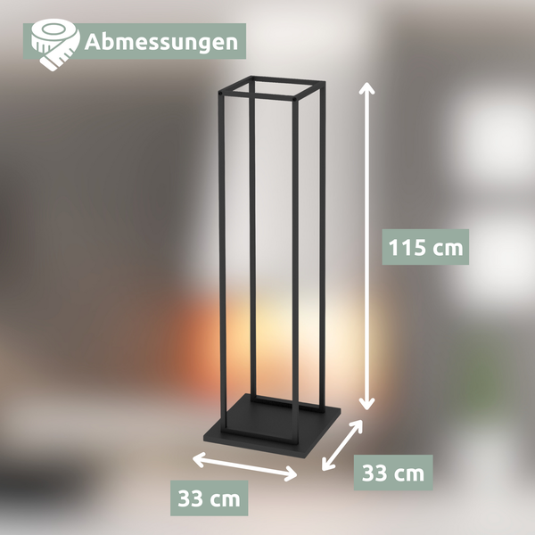 holz4home Kaminholzregal 33x33x115cm aus Metall Schwarz inkl. Ofenhandschuh