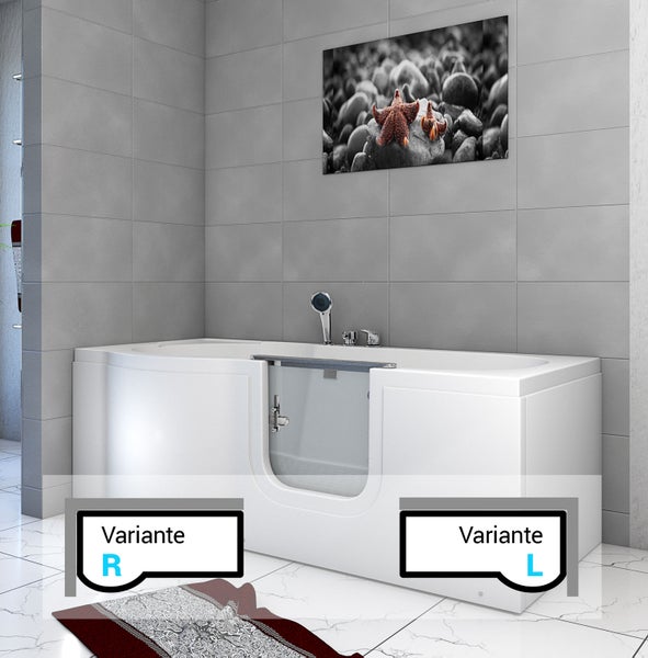 Sitzwanne Whirlpool Badewanne mit Tür S12-TH-WP-R 85x170 cm