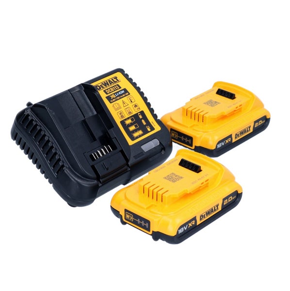 DeWalt Ladegerät DCB113 mit zwei 18 Volt XR Lithium-Ionen Akkus 2,0 Amperestunden.