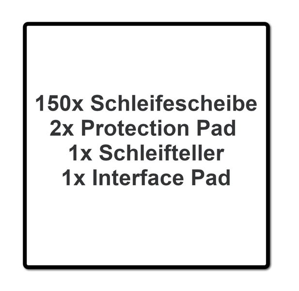 Festool ETS 150/5 EQ-Plus Exzenterschleifer 310 W 150 mm + 150x Schleifscheibe + 2x Protection Pad + Schleifteller+ Interface Pad + systainer