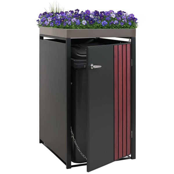 Mülltonnenbox mit Pflanzschale und Mülltonne