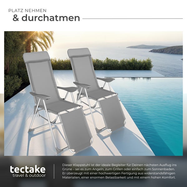 2er Set Gartenstuhl tectake Jana 146,5 x 59 x 117,5 cm klappbar grau