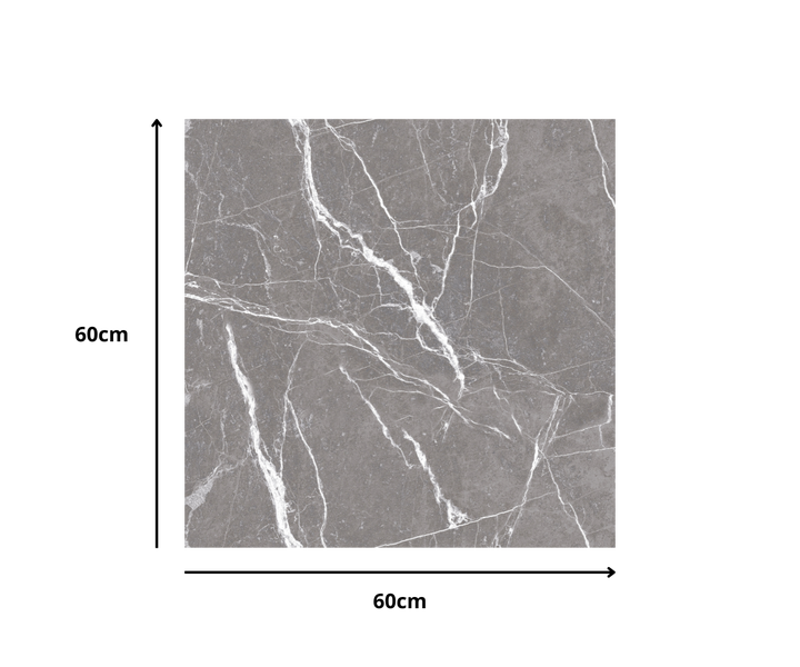 Feinsteinzeug Wand- und Bodenfliese Premium Marble Statuario Grau 60 x 60 x 0,9 cm glasiert poliert rektifiziert