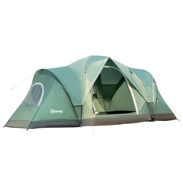 Outsunny Campingzelt, für 5-6 Personen, mit Heringen, 4,55 x 2,3 x 1,8 m, Polyester, Grün