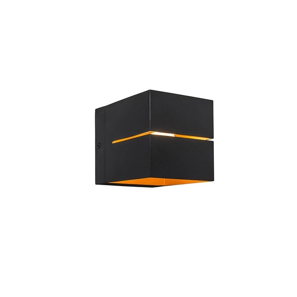 Set mit 2 modernen Wandlampen in Schwarz mit goldenem Innenleben, 9,7 cm – Transfer Groove