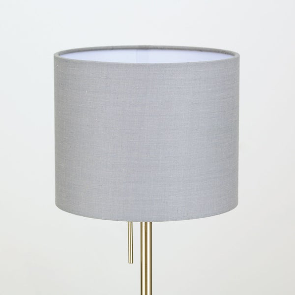 Lampenschirm (Ø 20 cm), Stoff, Höhe 16,5 cm, rund, Aufnahme für Fassung E27 E14 mm, Ersatzschirm für Hängelampen, Stehlampen, Tischlampen, Grau