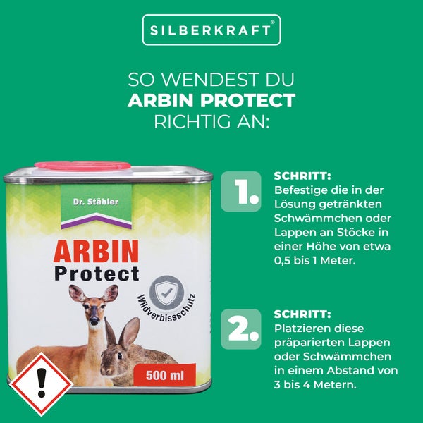Arbin Protect Wildverbiss-Schutz gegen Rehe, Hasen und Kaninchen, Duftbarriere zur Wildabwehr im Garten, schützt Bäume, Sträucher, Beete, Zierpflanzen und Obstpflanzen zuverlässig