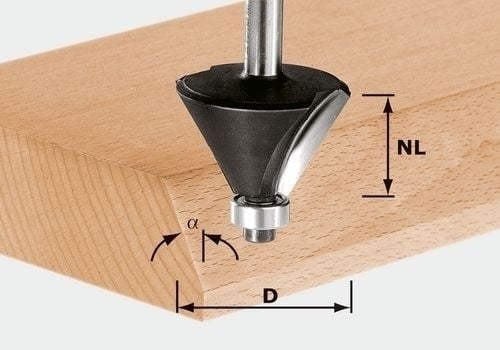 Festool Fasefräser HW Schaft 8 mm HW S8 D25,7/25,7/15° - 491132
