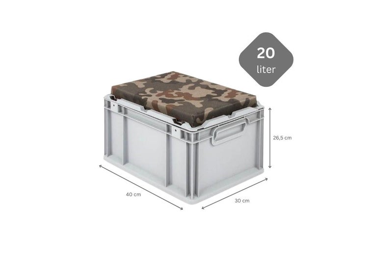 PROREGAL SparSet 6 x Eurobox NextGen Seat Box Camouflage HxBxT 26,5 x 30 x 40 cm 20 Liter Griffe Geschlossen Eurobehälter Sitzbox Transportbox