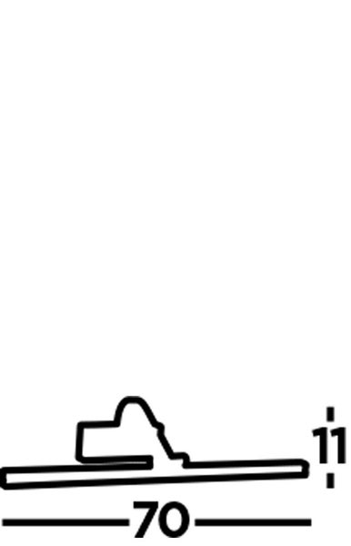 Technische Zeichnung eines Profils mit den Maßen 70 mal 11 Millimeter.
