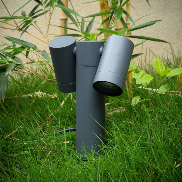 PRIOS Außenleuchte Tulimar (Modern) in Schwarz aus Aluminium (2 flammig, GU10) - Erdspießleuchte außen