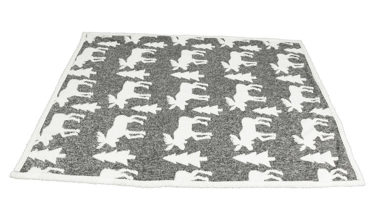 Rechteckiger Teppich mit Elch- und Tannenbaum-Muster