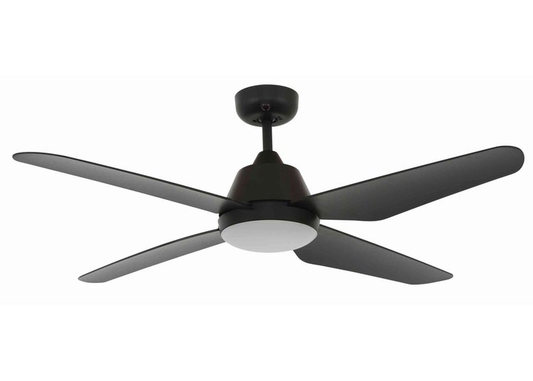 Deckenventilator mit Beleuchtung und vier Rotorblättern für eine effiziente Luftzirkulation im Innenbereich