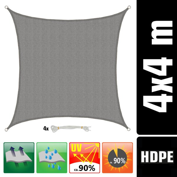 AMANKA 90% UV Schutz: Sonnensegel Viereckig 4x4 - Wasserdurchlässig & Atmungsaktiv - Viereck Sonnensegel Pergola Sonnensegel Trampolin Sonnenschutz Carport Whirlpool Sonnendach Sonnenschutz Pool