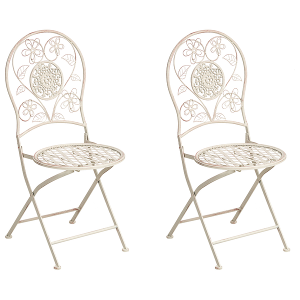 Gartenstuhl 2er Set YAVIZA klappbar Metall Hellbeige