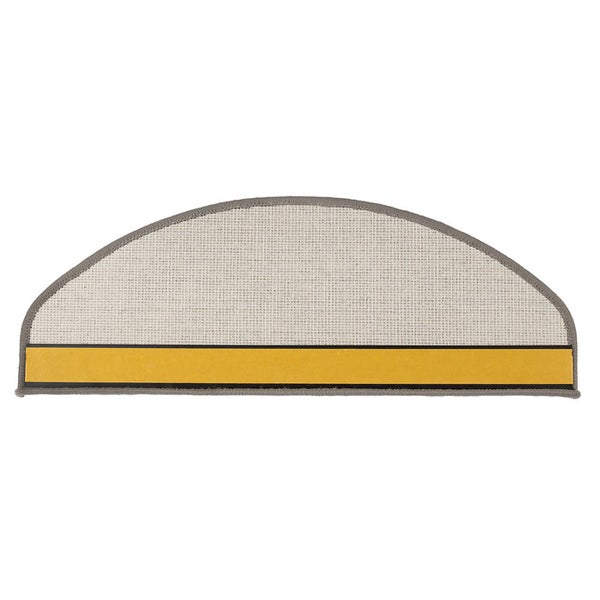 FLOORDIREKT Stufenmatte London - mit Umkettelung - Hellgrau - Halbrund - 23,5 x 65 cm